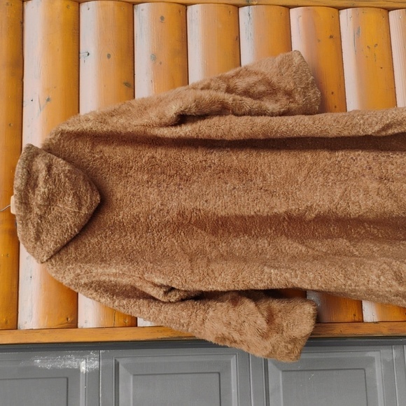 STRIKING & WARM BOHO Coat FAUX FUR Hooded GRIZZLY Size X-3X ROMAN - Picture 4 of 15